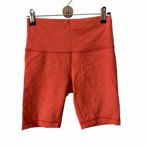 Lululemon 6 Wunder Train High Rise Shorts Biker Orange Print Stretch